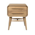 Mid-Century Modern Wooden Nightstand with Two Drawers