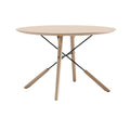 Minimalist Round Wooden Dining Table with Crossed Support Legs