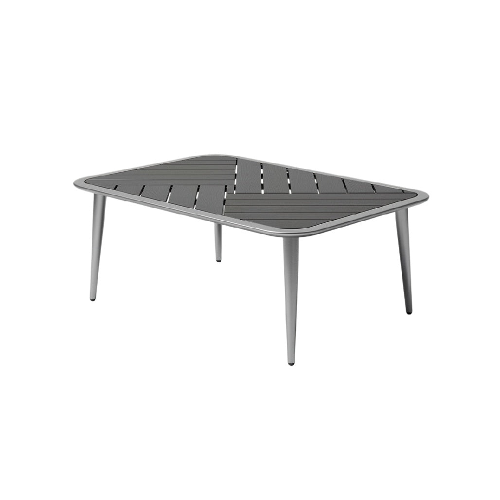 Modern Rectangular Outdoor Coffee Table with Slatted Design
