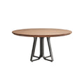 Modern Round Wooden Dining Table with Metal Base